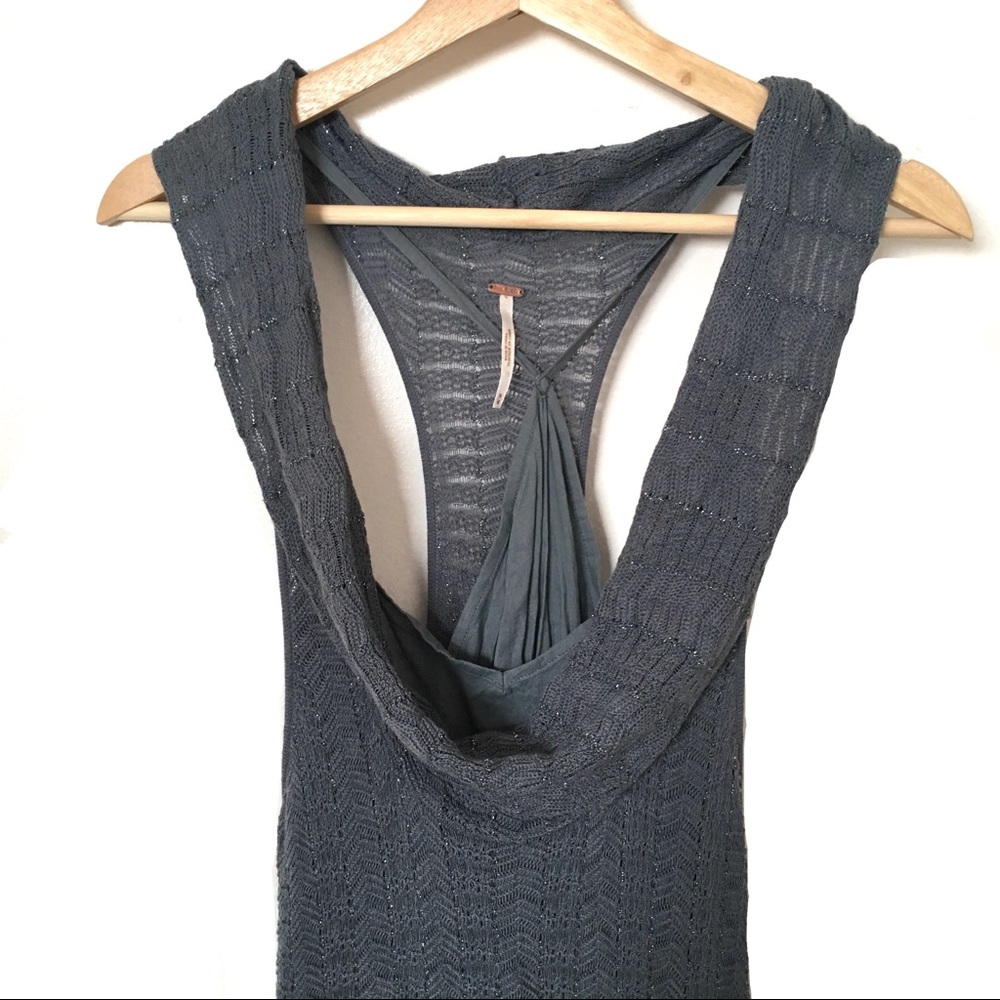 Free People Crochet Dress with Cotton Slip Size M